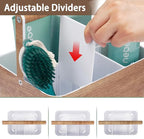 Shower Caddy Portable for College: Devided Bathroom Caddy Shower Basket for Dorm with Handle, Plastic Bathroom Counter Organizer Storage Tote Bin for Dorm,Kitchen,Cabinet, Wood Grain
