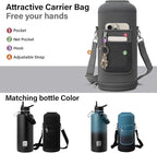 Insulated Water Bottle | Thickened Stainless Steel for Gym and Hiking with Straw, Carrier Bag, Handle Strap | BPA-Free 87 oz