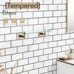 KOKOSIRI Wall Shelves Bathroom Hardware Glass Floating Shelf 12-Inch for Bedroom, Living Room, Kitchen, Hanging Rack Champagne Bronze B1105CPG-L12