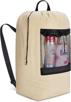 Lifewit Laundry Bag, Extra Large Laundry Backpack with Shoulder Straps and Mesh Pocket for Laundromat, Heavy Duty Laundry Bag Backpack for Dirty Clothes for College Dorm/Travel/Apartment, 120L, Khaki