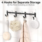 YASONIC Shower Caddy Adhesive, 100% Rustproof Shower Organizer with Soap Holder, 6 Pack Large Capacity shower Shelves for Inside Shower, No Drilling Bathroom Organizers and Storage for Home Decor