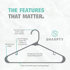 Sharpty Plastic Hangers Clothes Hangers for Clothing, Closet, Coats & Shirts - Durable & Space Saving - for Everyday Standard Use, Room Essentials & Basics - 60 Pack - Grey