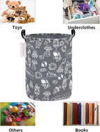 QUEENLALA Large Storage Basket,Laundry Hamper/Bathroom/Home Decor/Collapsible Round Storage Bin,Boys and Girls Hamper/Boxes/Clothing(Round-Grey space exploration)
