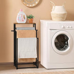Freestanding Towel Racks for Bathroom 3 Tier Towel Drying Rack Small Standing Towel Rack with Shelf Hand Towel Holder Stand for Bathroom Floor Dorm Laundry Room (Rustic Brown)