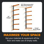 Bora Wood Organizer and Lumber Storage Rack with 6-Level Wall Storage Racks – Indoor and Outdoor Use, In Orange PBR-001