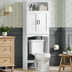 Over The Toilet Storage Cabinet, Over The Toilet Cabinet Bathroom with Adjustable Shelf and Double Door, Over The Toilet Storage for Bathroom Over The Toilet Organizer, White