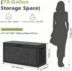 Outdoor Storage Box, Resin Deck Boxes Indoor and outdoor, Waterproof Storage Box Lockable Lid (Black, 70 Gallon)