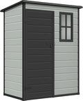 DWVO 5x3 FT Outdoor Storage Shed with Reinforced Floor, All-Weather Resin Storage Shed with Lockable Door & Window, Waterproof Plastic Tool Storage for Garden, Backyard, Patio, Lawn,Blue-Gray+Black