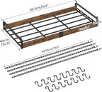 Hanging Pot Rack, 31.5x15.75 Inches Pot Hangers for Kitchen, Pan Hanging Rack with 15 S-Shaped Hooks, Vintage Ceiling Mounted Pan Holder for Cookware Storage, Rustic Brown and Black