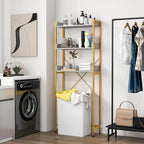 Tangkula Over The Toilet Storage, 3-Tier Toilet Rack Bathroom Space Saver with 4 Hooks & Adjustable Bottom Bar, Freestanding Bathroom Organizer Shelf Over Toilet for Restroom Balcony Laundry (White)