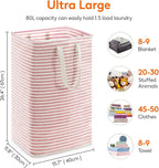 Lifewit 1 Pack Laundry Basket 80L Each, Collapsible Clothes Hamper with Reinforced Handles, Freestanding Waterproof Design for Bedroom and Laundry Room, Pink 80L Total
