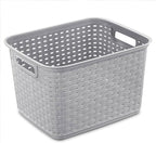 Sterilite 6-Pack Tall Weave Basket, Woven Plastic Storage Baskets for Organization, Cement Gray - Organizing Bin Containers with Handles for Bedroom, Bathroom, Dorm, Laundry Room, and Closet