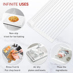 MERRYBOX Roll Up Dish Drying Rack, Silicone Wrapped Over The Sink Dish Rack Foldable Dish Drainer Anti-Slip Dish Racks for Kitchen Sink, Multipurpose Kitchen Sink Drying Rack, 17.5" x 13", White