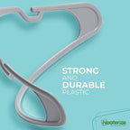 NEATERIZE Clothes Hangers Plastic 20 Pack for Adults - Plastic Hangers, The Perfect Coat Hanger and Space Saving Clothes Hangers for Closet, Percheros Ganchos para Colgar Ropa Hangars - Grey Hangers