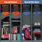 Locker Organizer Shelf， Adjustable Width and Height, Ideal Locker for School, Office, and Gym Lockers (Blue)