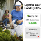 SPECILITE 150ft 304 Stainless Steel Garden Hose Metal, Heavy Duty Water Pipe with Nozzles for Yard, Outdoor - Flexible, Never Kink & Tangle, Puncture Resistant (Sliver)