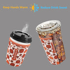 Reusable Neoprene Insulator Sleeve for Iced Coffee & Cold Soda, Coffee Sleeves for Iced & Hot Drinks, Cold Beverage Cooler Compatible with Starbucks, Dunkin (Checkerboard Pumpkin, Large: 32oz)