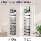 SWTYMIKI Over The Door Towel Rack - 9 Tier Towel Racks for Bathroom Wall Mounted, Towel Holder with Shelf, Hanging Rolled Towel Storage Organizer for Small Bathroom, Camper, RV, Black
