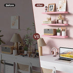 BAYKA Pink Floating Shelves for Wall – 15.7in Wood Wall Shelves for Bathroom, Bedroom, Living Room Decor Organize – Hanging Shelf for Books/Storage/Display with 22lbs Capacity(Set of 3)