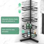 Standing Shower Caddy Corner - 4-Tier Floor Shower Caddy Corner Adjustable Bathroom Organizers and Storage with Soap Holder & Razor, Bathroom Free-Standing Organizer for Large Bottles