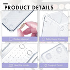 HOUSE DAY Desk Drawer Organizer Bins 4 PCS, 9*3*2" Clear Drawer Organizers with Silicone Pads, Vanity Organizers and Storage, Non Slip Plastic Drawer Organizer for Makeup, Bathroom, Kitchen, Office