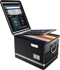Fireproof Document Box,5200°F File Organizer Box with Lock,Foldable Filing Organizer Cabinet, Portable Safe Storage for Hanging Letter/Legal Folder,Black