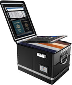 Fireproof Document Box,5200°F File Organizer Box with Lock,Foldable Filing Organizer Cabinet, Portable Safe Storage for Hanging Letter/Legal Folder,Black