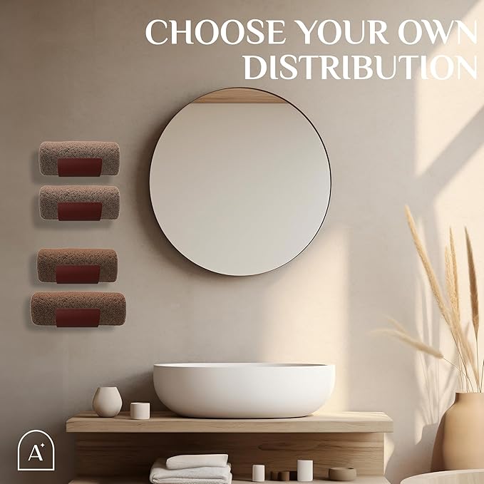 Bamboo Towel Rack by Aura Nest Set of 4 Wood Towel Racks Bamboo Bathroom Accessories -Wall Towel Holder for Rolled Towels Wooden Towel Racks for Bathroom Spa Bathroom - Dark Brown
