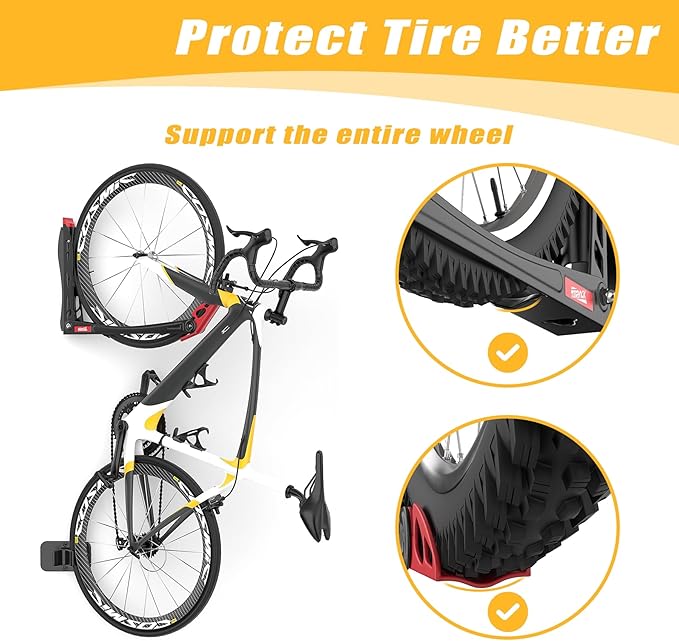 TORACK BIKEPAL No Lift Swivel Bike Rack, Space Saving Vertical Wall Mount Bike Holder for Garage Storage (1 Pack)
