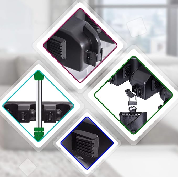 Broom Hanger Wall Mount Broom and Mop Organizer Wall Hanging Garden Tool Organizers Rack Garage Laundry Room Organizations and Storage with Hooks Heavy Duty