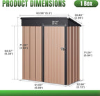 Aoxun 5'x3' Outdoor Metal Storage Shed with Lockable Door- Ideal for Tools, Garden Equipment & Bikes, Perfect for Patio Placement(Brown)