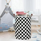 LANGYASHAN Laundry Basket Canvas Fabric Collapsible Organizer Basket for Storage Bin Toy Bins Gift Baskets Bedroom Clothes Children Nursery Hamper (Racing flag)