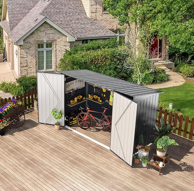 AECOJOY 3'x6' Outdoor Storage Bike Shed, Small Metal Garden Outdoor Storage Cabinet Sheds & Outdoor Storage Clearance, Lean to Tool Garden Shed for Outside