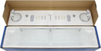 20" Frosted Glass Shelf with Pre-Installed Rail - White Porcelain & Polished Chrome - Flora Series - 5 Year Warrantee