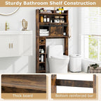 Giantex Over The Toilet Storage Cabinet, Farmhouse Space Saver with Sliding Door, Toilet Paper Holder, Side Hooks & Adjustable Shelves, Over Toilet Bathroom Organizer for Laundry, Restroom (Brown)