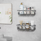 5-Pack Adhesive Shower Caddy, Rustproof Stainless Steel Organizer for Bathroom Storage with Large Capacity, No Drilling Bathroom Caddy with Soap Toothbrush Holder for Kitchen Home Grey