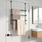 Amazon Basics Over-the-Door Towel Rack with Hooks, 19.3W x 6.6D x 24.8H inch, Black