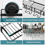 TAILI Shower Caddy Suction Cup 2 Pack, Heavy Duty Bathroom Basket, Bath Shelves for Inside, Stainless Steel Shower Holder for Bathroom Storage & Home Decor,Black