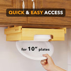 SpaceAid 10-inch Paper Plate Dispenser (Need 11.3 Inches Deep Cabinet Space) Under Cabinet Bamboo Plates Holder, Kitchen Vertical Dipensers Caddy, Bamboo