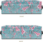 Storage Bins Elegant Towel Storage Baskets Lightweight Cosmetics Storage Basket with Handles Collapsible Organizer for Bathroom Office Bedroom Decor, Peach Blossom Light Teal