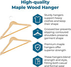 Honey-Can-Do Sturdy Maple Wood Hangers – Non-Slip Grooved Bar, Perfect for Shirts and Suits, Durable & Stylish, 24-Pack