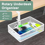 ROSYLIN Heavy Duty Clamp On Under Desk Drawer Organizer Storage Tray Basket with Non-Slip Pad Hanging Mount for Home Office Studio Bedroom or Dorm (white)