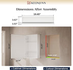 Keonjinn Small Medicine Cabinet Mirror 14" x 18", Assembly Needed, White Bathroom Medicine Cabinet with Mirror, Beveled Framed, Stepless Adjustable Shelf, One Shelf Only, Wall-Mounted or Recessed
