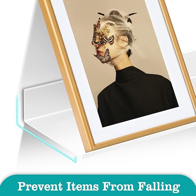 Z metnal Small Wall Shelves, Mini Display Metal Lack Floating Shelf for Collectables Figure, Aluminum, Wall Mounted, Sleek, White,12 x 5 inch, 2 Pack