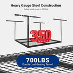 FLEXIMOUNTS 4x4FT Garage Storage Rack Overhead, Adjustable Ceiling Storage Racks, Metal Garage Organization System with 350LBS Weight Capacity(Black), Classic Series