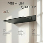 Z metnal Small Floating Shelves for Wall, 8-Inch Modern Aluminum Metal Display Shelf, Rustproof Minimalist Decor Wall Shelf for Bathroom, Bedroom & Office, No-Drill & Screw Mount, Matte Black, 2-Pack