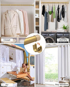 5 Pack Closet Rods for Hanging Clothes, 17 to 28 Inches Stepless Adjustable Metal Closet Rod, 1.3 Inches Heavy Duty Clothes Hanging Rod for Closet Wardrobes Laundry RV, Golden