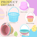 Havawish Easter Baskets Bulk with Handle Small Colorful Plastic Eggs Baskets Easter Bucket for Egg Hunt Spring Party Favors(100 Pcs,Round)
