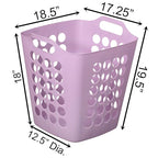Flexible Plastic Laundry Basket - Square Storage Hamper with Side Handles for Easy Carrying - Versatile Organizer for Laundry, and Household Storage, Purple 50 Litter