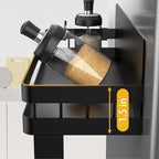 ZUNTO Magnetic Paper Towel Holder for Fridge, Black Kitchen Organizer with Towel Roll Holder, Spice Shelf and 2 Hanging Racks(No Drilling)
